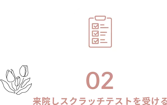 02来院しスクラッチテストを受ける