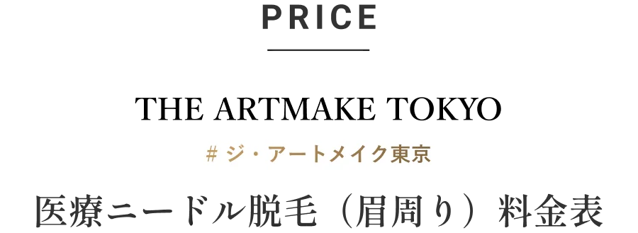 PRICE THE ARTMAKE TOKYO 医療ニードル脱毛（眉周り）料金表